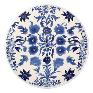 Bouton De Porte En Céramique Bouton en céramique Floral bleu personnalisé