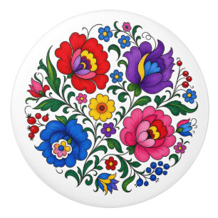 Bouton De Porte En Céramique Bouton en céramique Floral hongrois Kalocsa