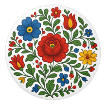 Bouton en céramique Floral Hongrois Kalocsa Art Po