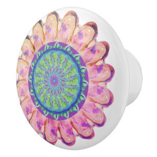 Bouton De Porte En Céramique Bouton en céramique florale multicolore de Bohême