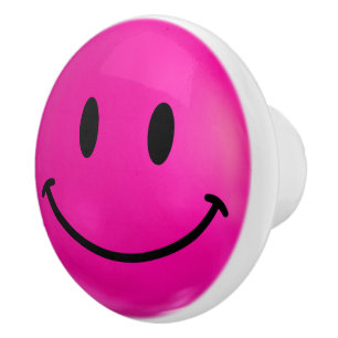 Bouton De Porte En Céramique Bouton en céramique heureux rose