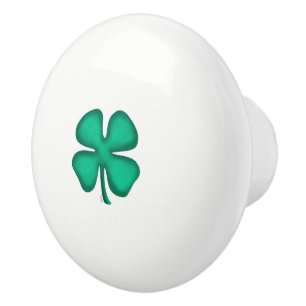 Bouton De Porte En Céramique Bouton en céramique Lucky 4 Leaf Irish Clover