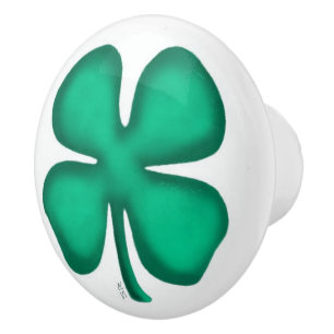 Bouton De Porte En Céramique Bouton en céramique Lucky 4 Leaf Irish Clover