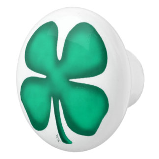 Bouton De Porte En Céramique Bouton en céramique Lucky 4 Leaf Irish Clover