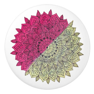 Bouton De Porte En Céramique Bouton en céramique Mandala Artisanal