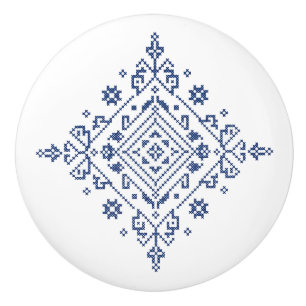 Bouton De Porte En Céramique Bouton en céramique motif broderie populaire serbe
