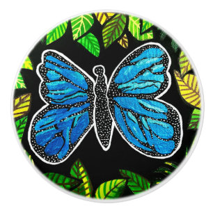 Bouton De Porte En Céramique Bouton en céramique papillon Morpho