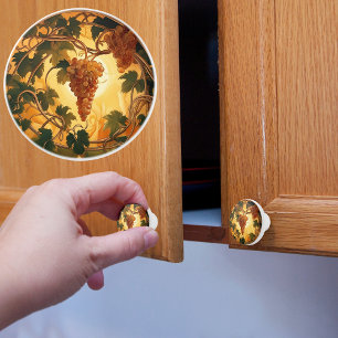 Bouton De Porte En Céramique Bouton en céramique Raisins Dorés