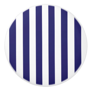 Bouton De Porte En Céramique Bouton en céramique rayé bleu et blanc de minuit