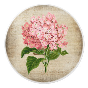 Bouton De Porte En Céramique Bouton en céramique rond Hydrangea rose