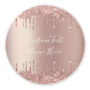 Bouton De Porte En Céramique Bouton en céramique rose Parties scintillant or av