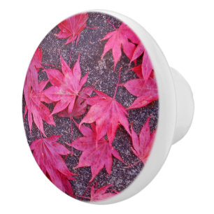 Bouton De Porte En Céramique Bouton en céramique rouge Feuille