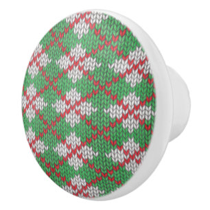Bouton De Porte En Céramique Bouton en céramique tricot argyles de Noël