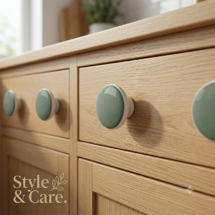 Bouton De Porte En Céramique Bouton en céramique verte texturée pour armoires