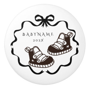 Bouton De Porte En Céramique Bow Ribbon Nursery Baby Boy