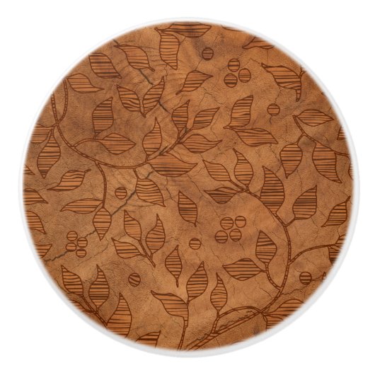 Bouton De Porte En Céramique Branches feuillues Brown (Devant)