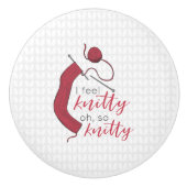 Bouton De Porte En Céramique Brick Red Je Sens Knitty, Oh Tellement Knitty (Devant)