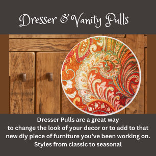 Bouton De Porte En Céramique Brocade rouge orange jaune