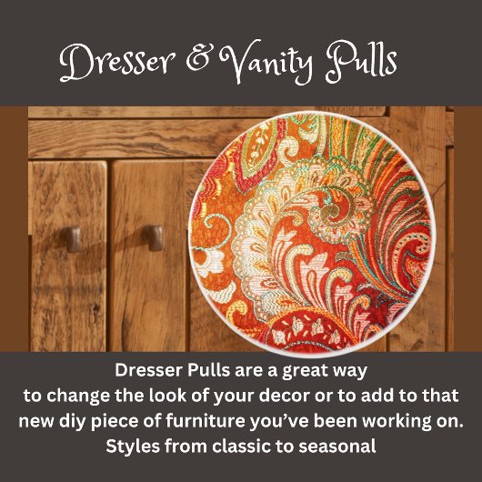 Bouton De Porte En Céramique Brocade rouge orange jaune