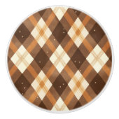 Bouton De Porte En Céramique Brown Tan Plaid (Devant)