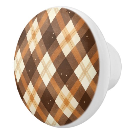 Bouton De Porte En Céramique Brown Tan Plaid (Droite)