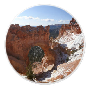 Bouton De Porte En Céramique Bryce Canyon Pont naturel Paysage neigeux Photo