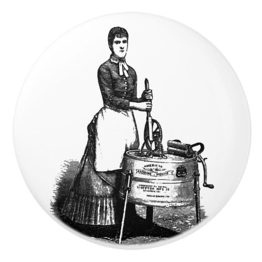 Bouton De Porte En Céramique Buanderie vintage (Devant)