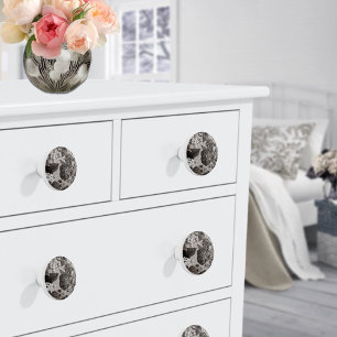 Bouton De Porte En Céramique Buff Gray Taupe Vintage Floral Toile No.1