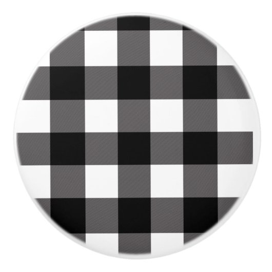 Bouton De Porte En Céramique Buffalo noir et blanc À damiers Carrés (Devant)