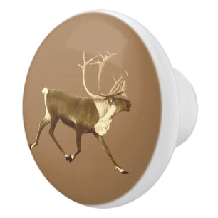 Bouton De Porte En Céramique Bull Caribou - Sepia