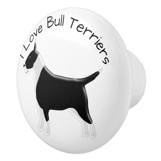 Bouton De Porte En Céramique Bull Terrier Chien Design (Droite)