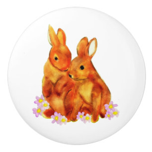 Bouton De Porte En Céramique Bunny Love