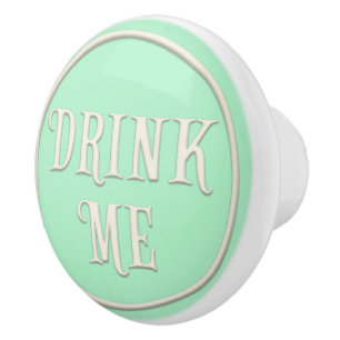 Bouton De Porte En Céramique "Buvez-moi" Wonderland Tea Party Pastel Green