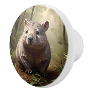 Bouton De Porte En Céramique "Caché dans les broussailles : un wombat australie