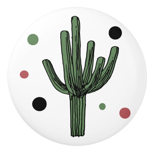 Bouton De Porte En Céramique Cactus (Devant)