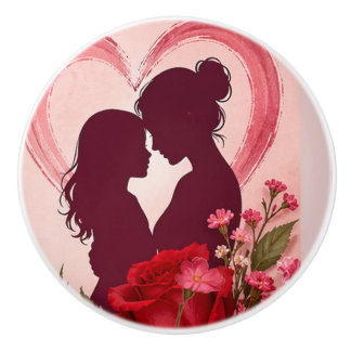 BOUTON DE PORTE EN CÉRAMIQUE CADEAU D'AMOUR POUR LA FÊTE DES MÈRES 