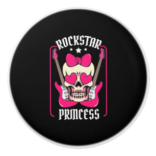 Bouton De Porte En Céramique Cadeau de Noël Rokstar Princess Skull