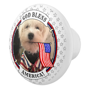 Bouton De Porte En Céramique Cadre photo personnalisé USA American Flag Patriot