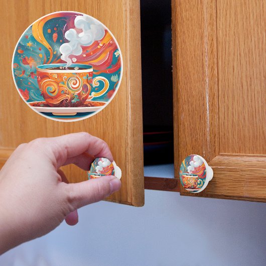 Bouton De Porte En Céramique Café Whimsical