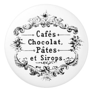 Bouton De Porte En Céramique Cafés Chocolat Pates Sirops Vintage Français