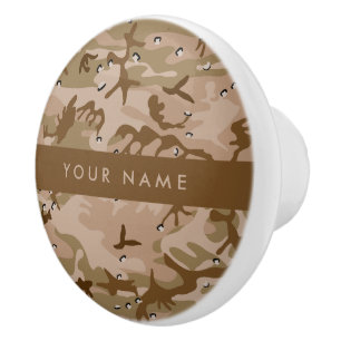 Bouton De Porte En Céramique Cailloux de camouflage du désert, Votre nom, Perso