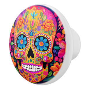 Bouton De Porte En Céramique 💙 💛 Calavera Twist