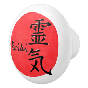 Bouton De Porte En Céramique Calligraphie Reiki et mot 1