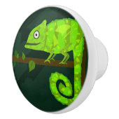 Bouton De Porte En Céramique Caméléon vert mignon (Droite)