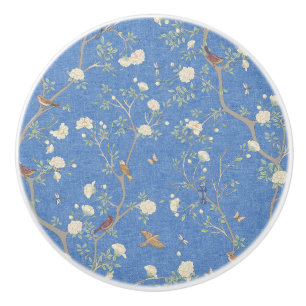 Bouton De Porte En Céramique Camellia Garden Breeze Blue Chinoiserie