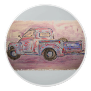 Bouton De Porte En Céramique camion de patina bleu antique