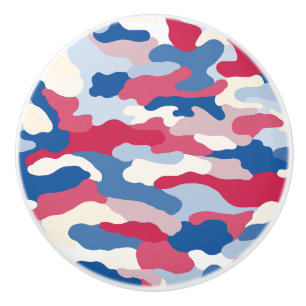 Bouton De Porte En Céramique Camouflage blanc et bleu rouge (2)