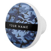 Bouton De Porte En Céramique Camouflage bleu marine Votre nom Personnalisez (Droite)