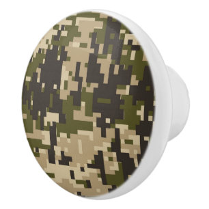 Bouton De Porte En Céramique Camouflage Camo numérique classique personnalisabl