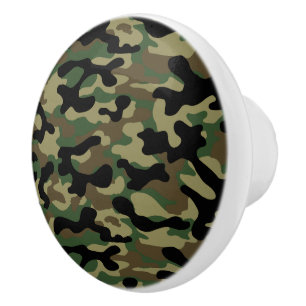 Bouton De Porte En Céramique Camouflage Kaki de Milieu Forestier